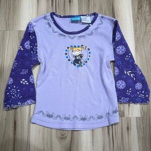 Rugrats Y2K Angelica Purple Glitter Long Sleeve Top Girls 6/6X